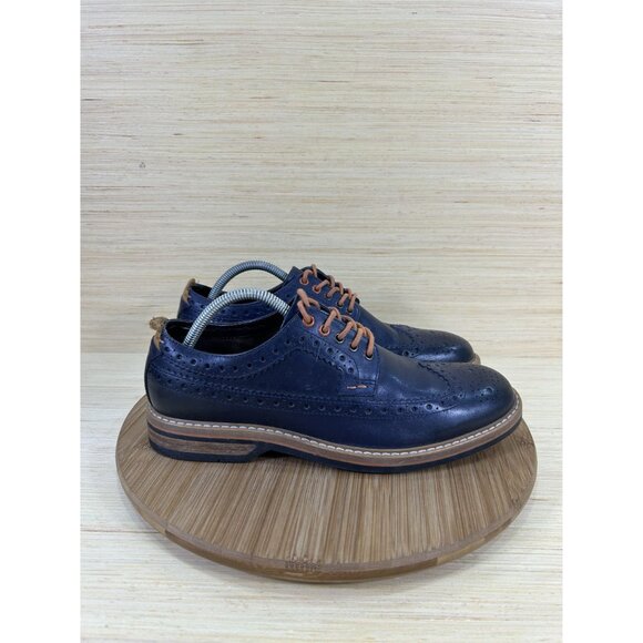 Clarks Pitney Limit Wingtip Brogue Navy Blue Leather Shoes Mens Size 8.5 - Picture 3 of 8